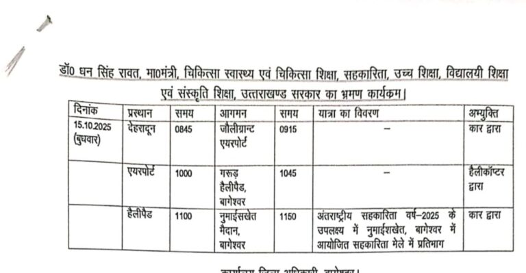 डॉ. धन सिंह रावत कल पहुंचेंगे बागेश्वर, सहकारिता मेले में करेंगे प्रतिभाग