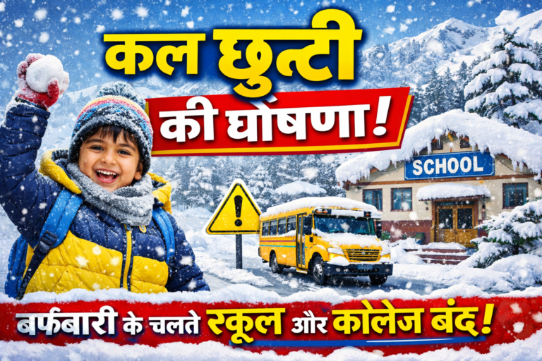 मौसम विभाग की चेतावनी के चलते जनपद में 24 जनवरी को सभी विद्यालयों एवं आंगनबाड़ी केंद्रों में अवकाश घोषित